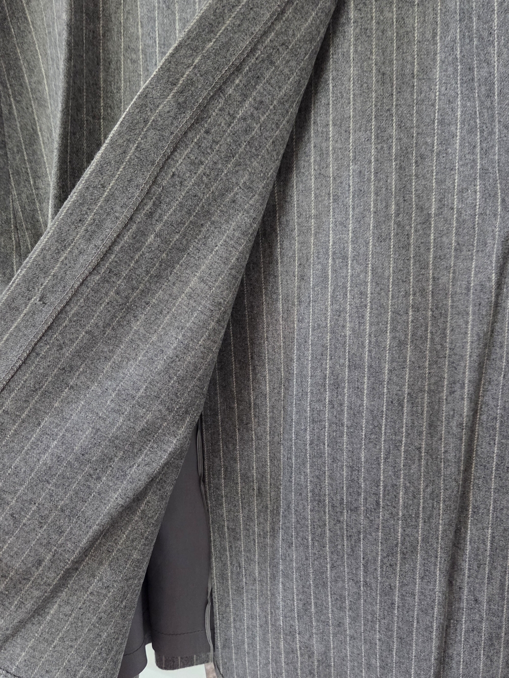 Wool Vintage Simone Alexander Betty Woodard Pinstripe Skirt Suit Set Grey - Picture 5 of 7